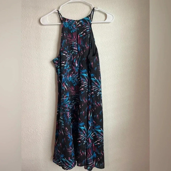 Decree tropical print palm leaves midi mock neck dress size L - Picture 3 of 5